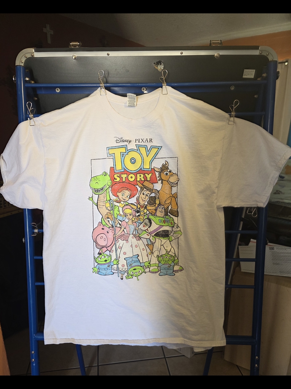 Fruit of the Loom White Toy Story Graphic Tee with Yellow & Blue Logo